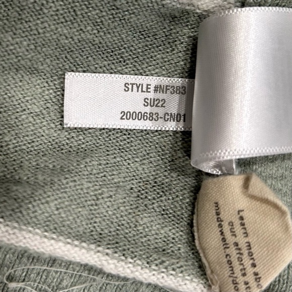 Madewell Stripe Marlton Side-Button Sage Green Oversized Cardigan Sweater Size M - Picture 6 of 9